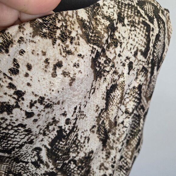 Cache Women’s Faux Wrap Bodycon Dress L/S Animal Print Gold Hardware Size Large - Picture 4 of 13